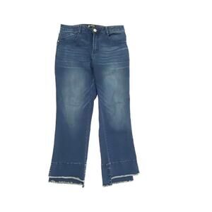 Versona Bootcut Jeans Womens 10 Dark Blue Modern Ankle Raw Hem High Rise